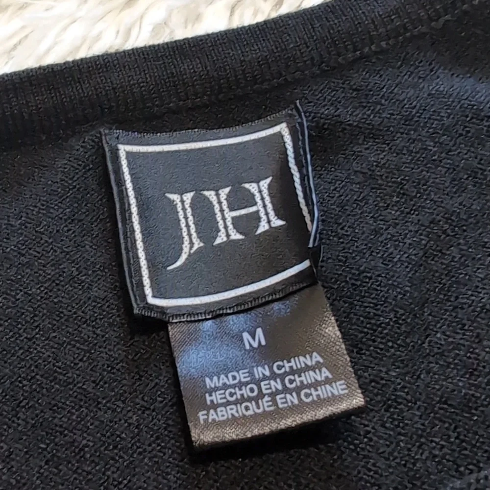 NWT JH Black Knit A Line Sweater Dress With Contrast Striped Hems Size Medium